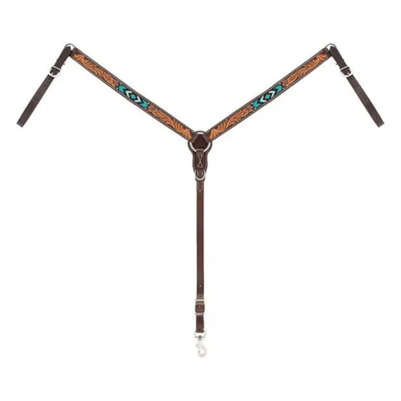 45-0327 Weaver Leather Turquoise Cross Straight Breast Collar - Turquoise Beaded 1