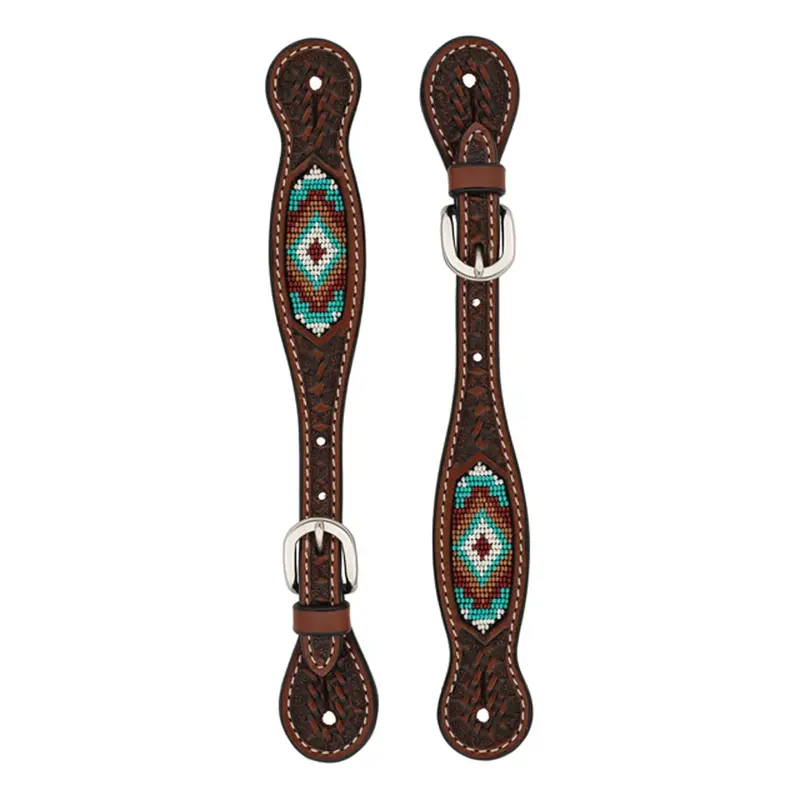 45512-53 Weaver Leather Ladies Beaded Spur Straps - Chestnut 1