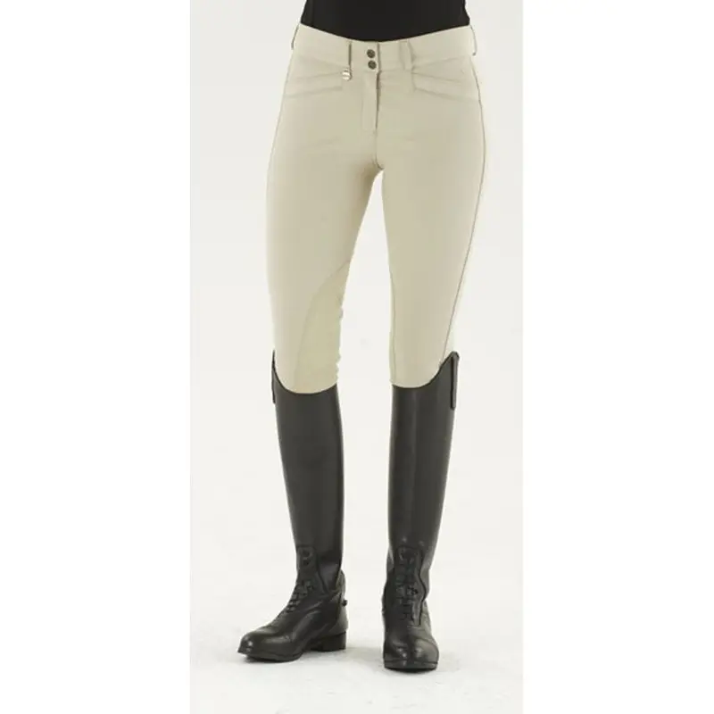 467848 Ovation Ladies Celebrity Slim Secret Euroweave Dx Euroseat Front Zip Knee Patch Breech - Tan 1