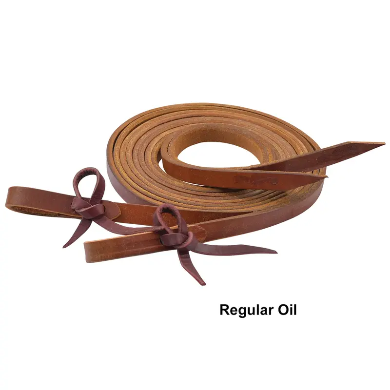 4752-5804 Circle Y Leather Split Reins With Ties 5/8"X7.5' - Regular Oil 1