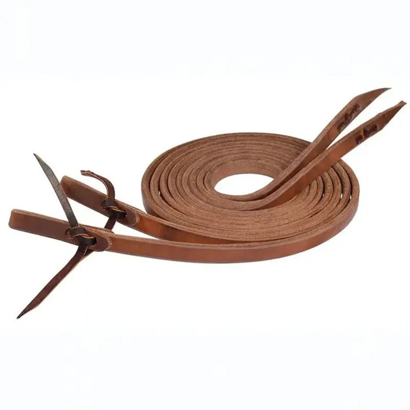 4752-5869 Circle Y Harness Leather Split Reins With Ties 5/8"X7.5' 1