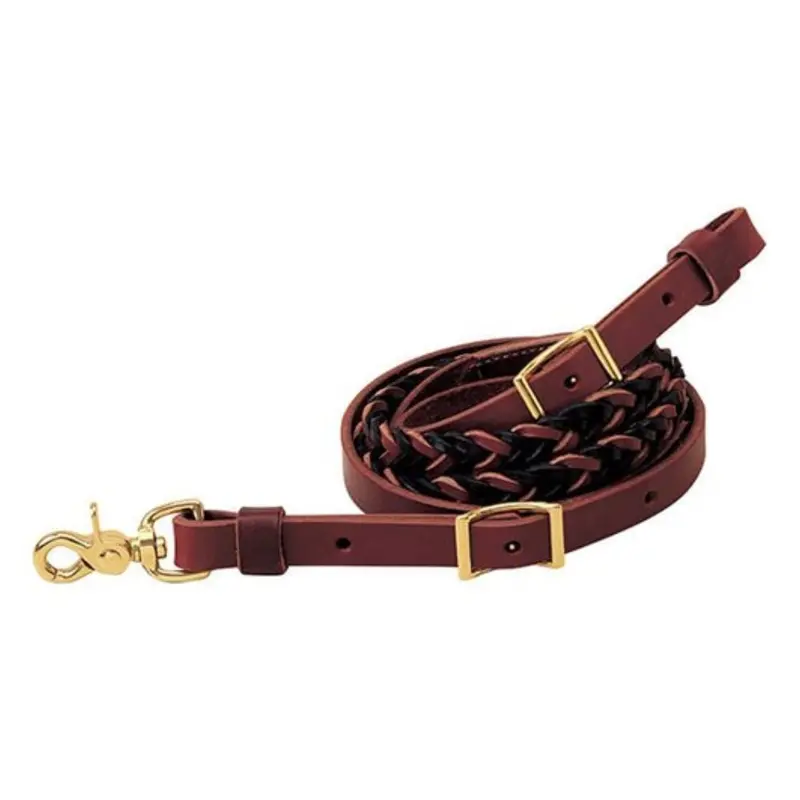 50-1687 Weaver Leather Two-Tone Latigo Leather 5-Plait Roper Rein - Brown & Black 1