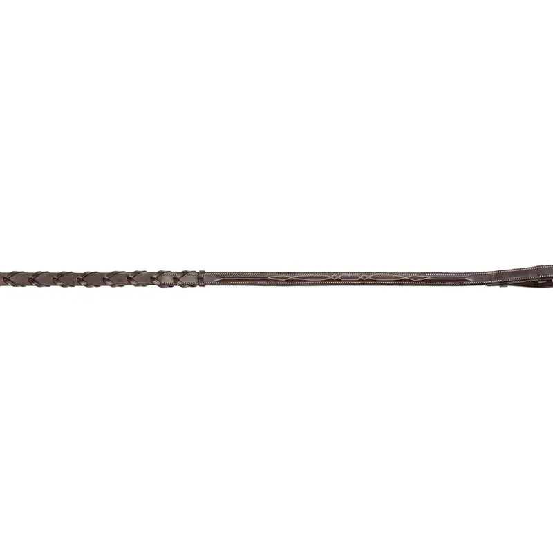 50015 Shires Avignon Fancy Stitched Laced Leather English Reins - Brown 1