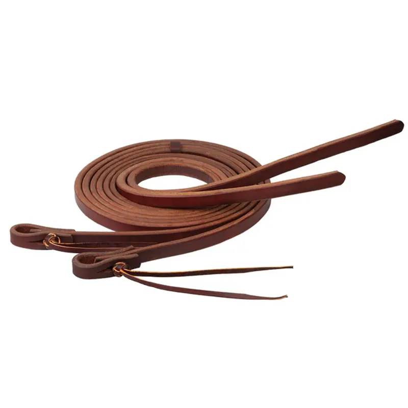 50480-54 Weaver Working Tack Extra Heavy Harness Split Reins With Pineapple Knots 5/8" X 8' - Oiled Chestnut 1