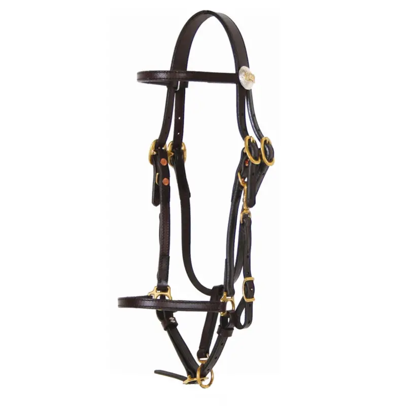 556 Tucker Logo Halter Bridle - Brown With Brass Horse Size 1