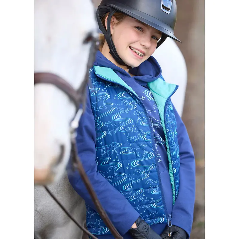 60339 Kerrits Kids Ride The Wind Reversible Quilted Riding Vest - Lapis/ Aqualuxe 1