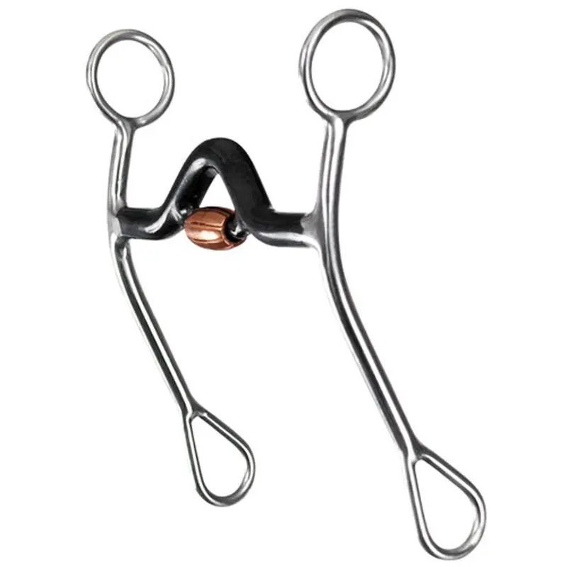 641 Reinsman Junior Cutter 1/2 Inch Sweet Iron Medium Port Curb Bit With Copper Roller 5 Inch 1