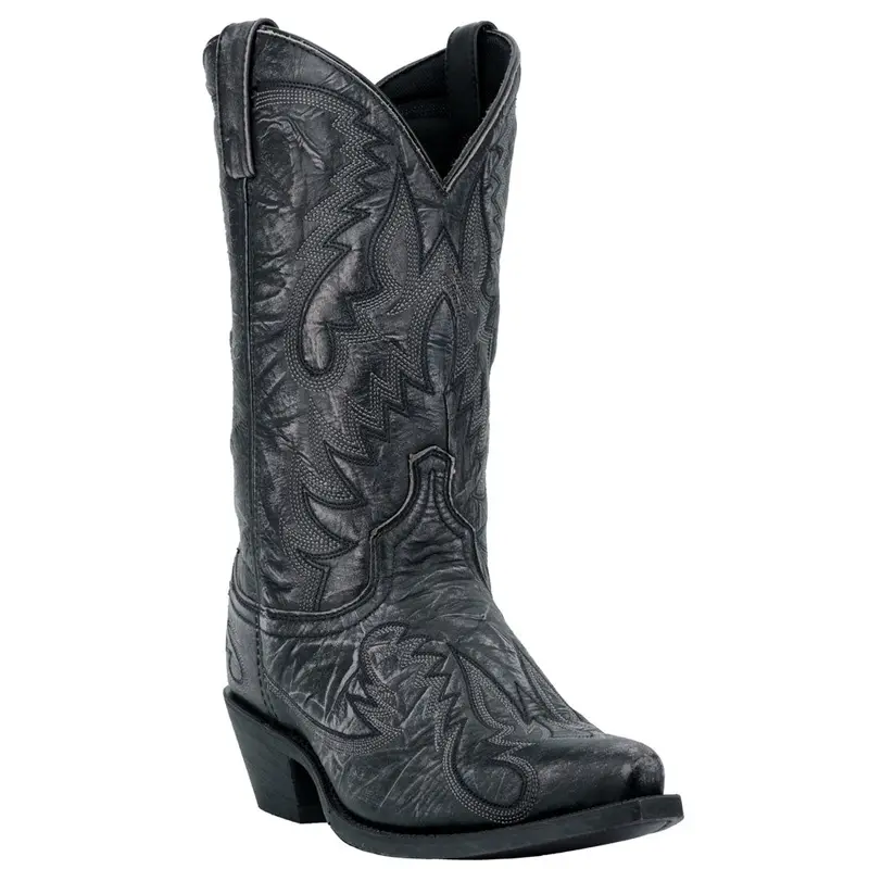 68407 Laredo Men's Garret Western Cowboy Boot Distressed Black Leather 1