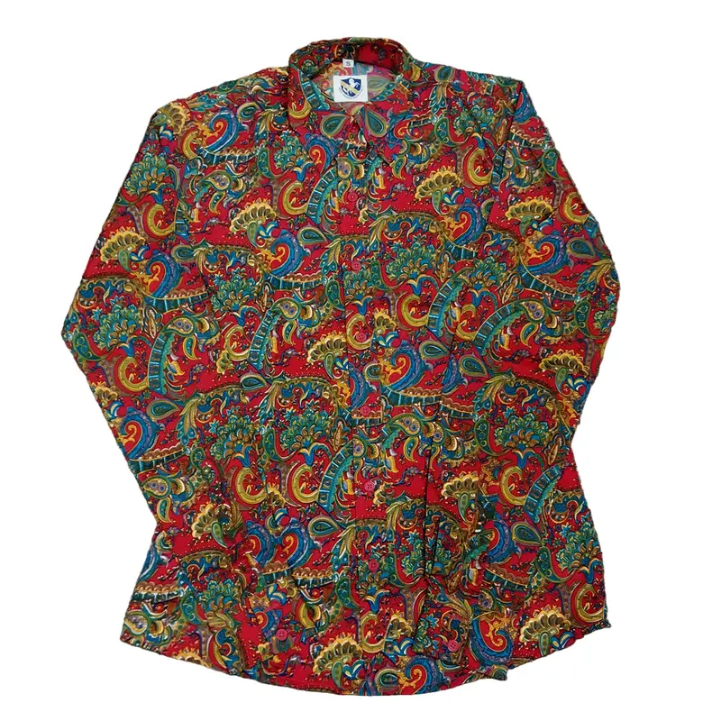 70148 Rhc Ladies Long Sleeve Button Up Show Shirt - Fuchsia Paisley 1