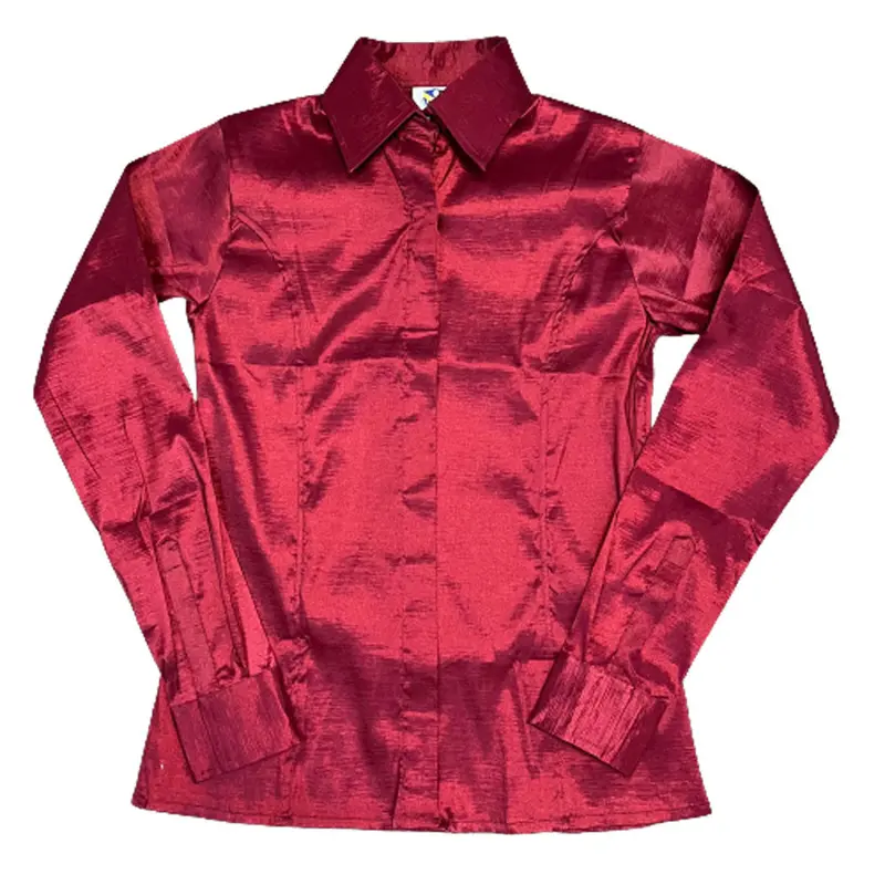70199Burg Royal Highness Taffeta Concealed Zipper Show Shirt - Burgundy 1