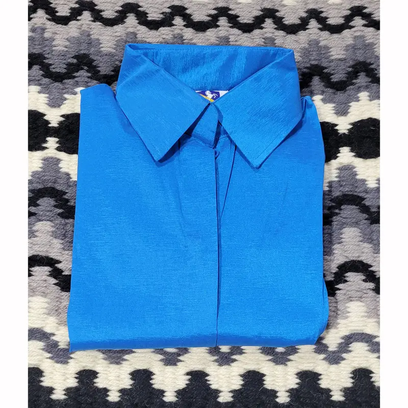 70199Tblu Royal Highness Taffeta Concealed Zipper Show Shirt - Teal Blue 1
