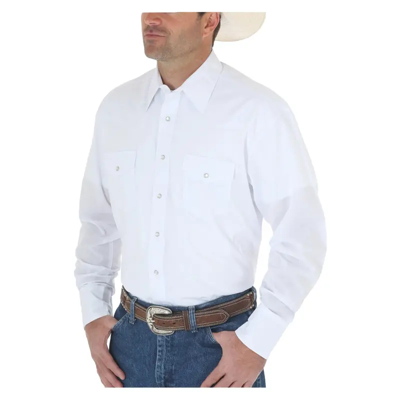 71105Wh Wrangler Men's Long Sleeve White Western Shirt 1