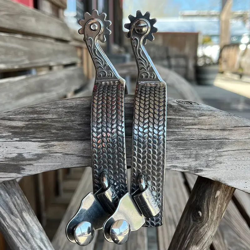 894 Beagley Braiding Co. Stainless Rasp Western Spurs 1