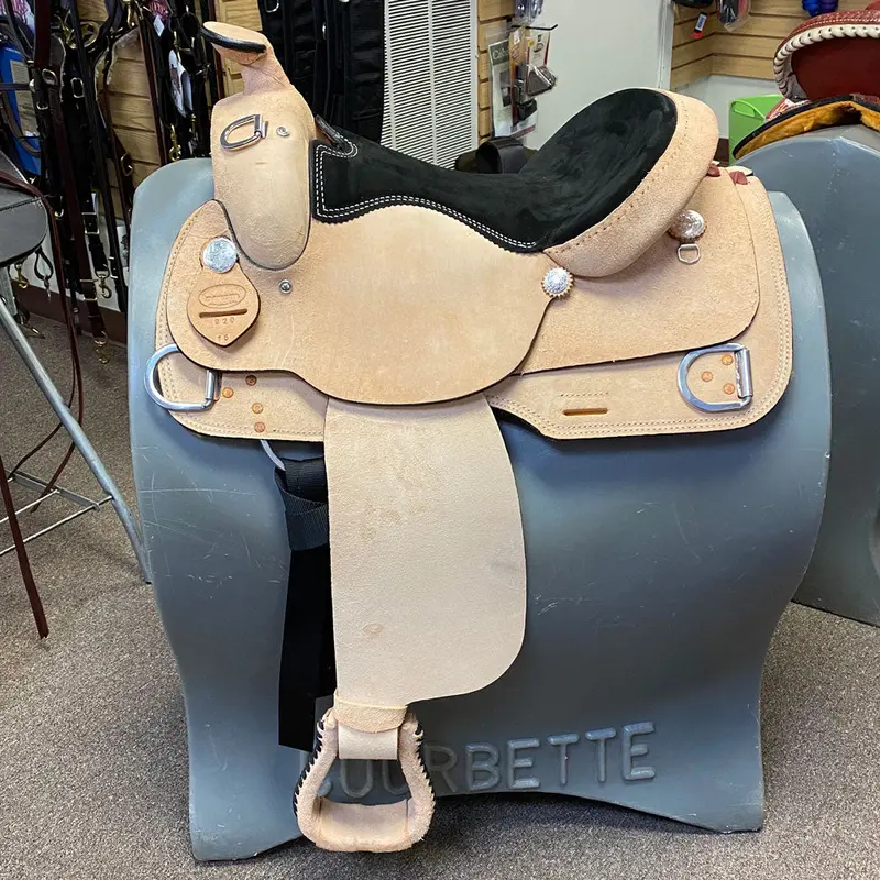 920 Dakota Trainer Saddle 16 Inch Seat Wide Tree Roughout Leather Saddle 1