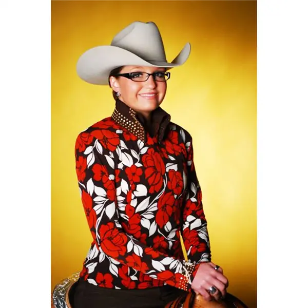 9212 Wire Horse Ltd. Rust Floral Rail Shirt Ladies Large 1