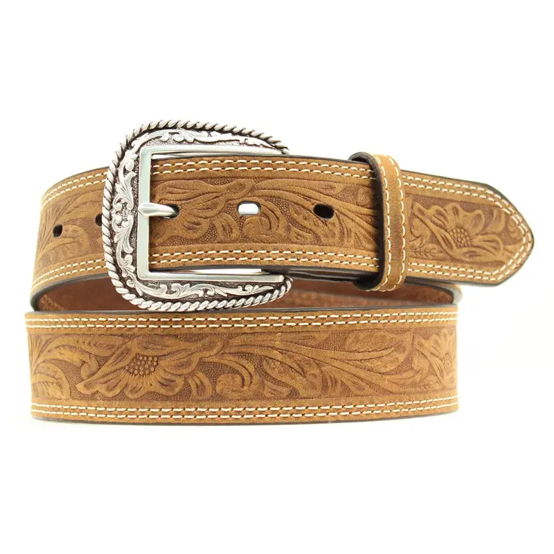 A1012402 Ariat Mens Double Stitched Brown Belt 1