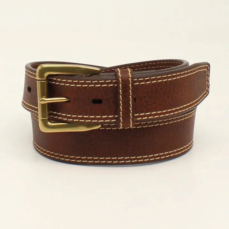 A1037002 Ariat Men's 1 1/2 Inch Logo Concho Double Stitch Belt Brown 1