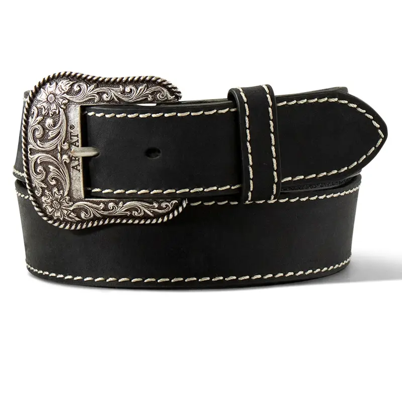 A1523401 Ariat Women's Heavy Stitched Edge Leather Belt - Black 1