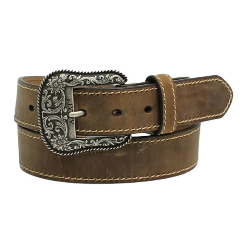 A1523402 Ariat Women's Plain Brown Leather Belt 1