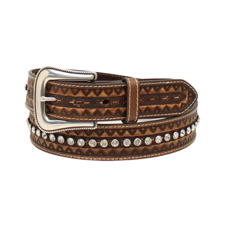 A1532802 Ariat Women's Brown Zig Zag Edge Leather Belt 1
