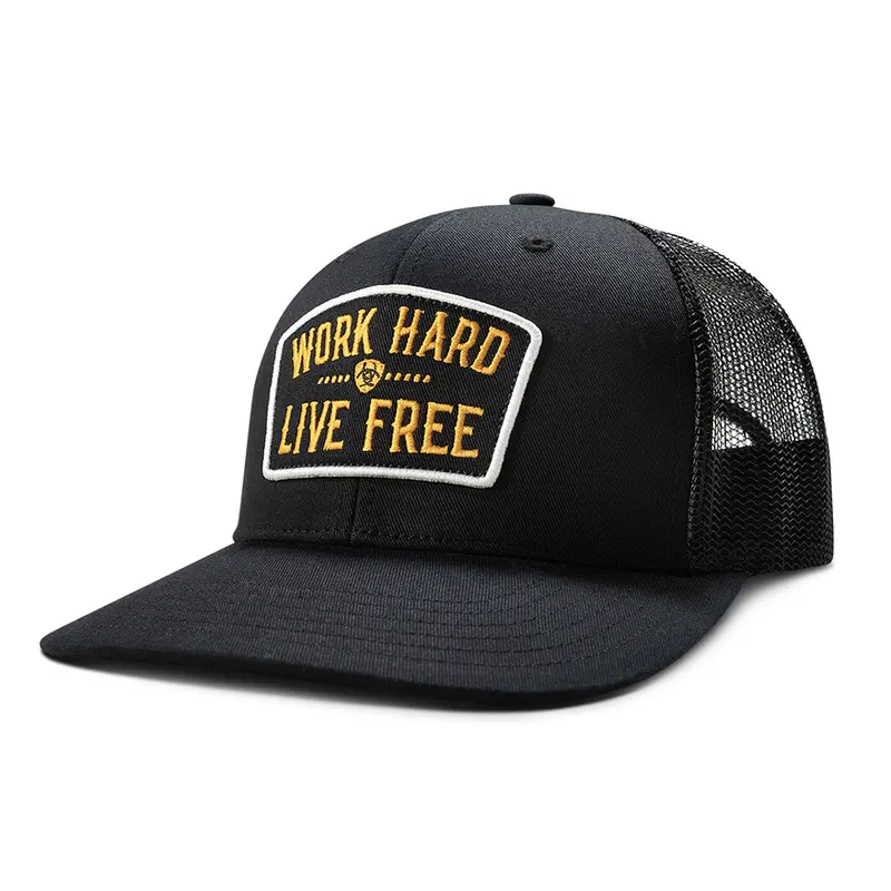 A290001801 Ariat Work Hard Live Free Patch Cap - Black 1