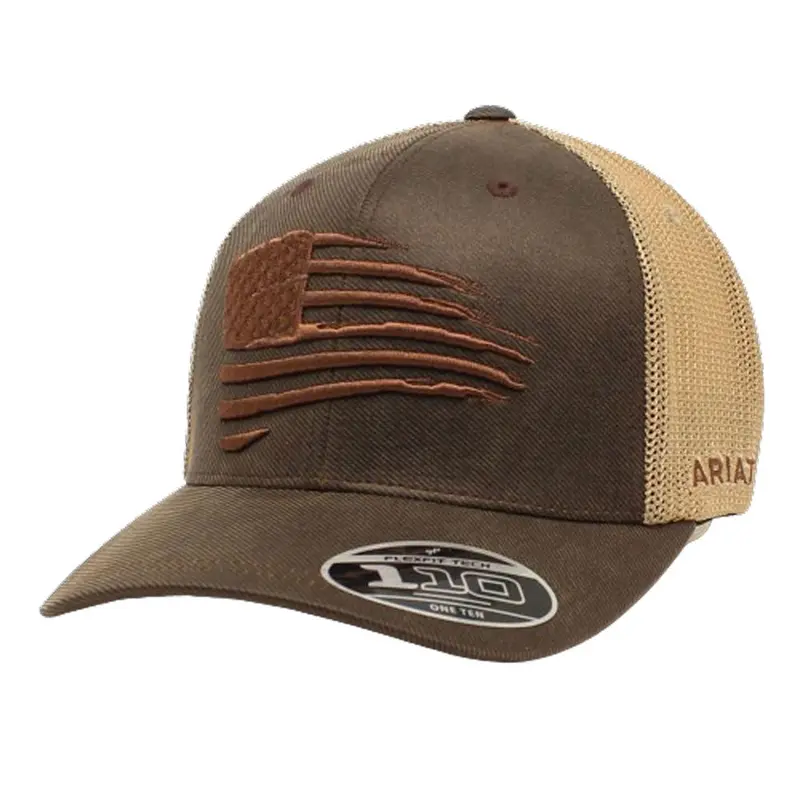 A300012102 Ariat Men's Flag Embroidered Brown Ball Cap 1