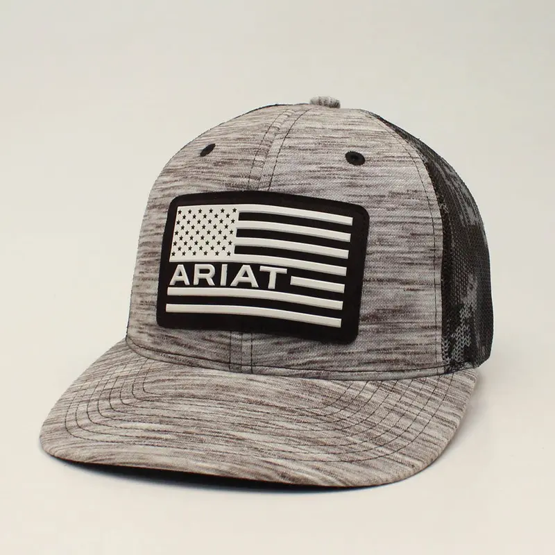A300012706 Ariat Men's R112 Snapback Usa Flag Logo Grey 1