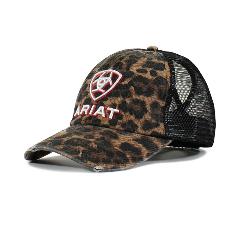 A300031001 Ariat Women's Ponyflo Ball Cap - Leopard Print & Black 1
