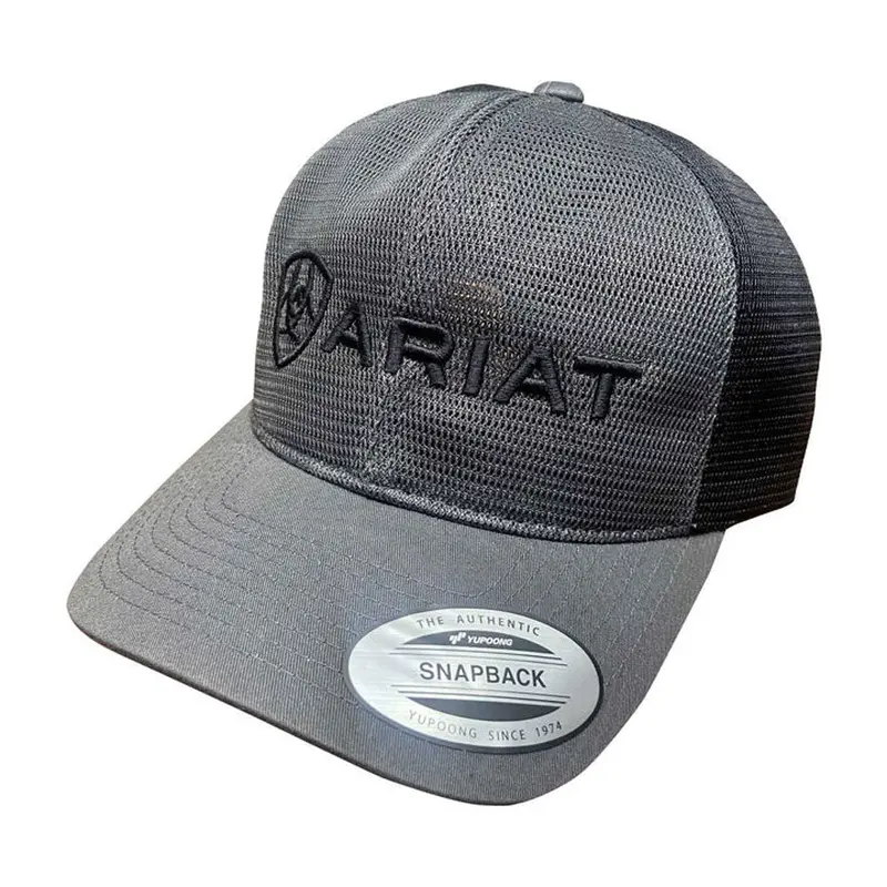 A300044001 Ariat Men's Embroidered Logo Cap Charcoal And Black 1
