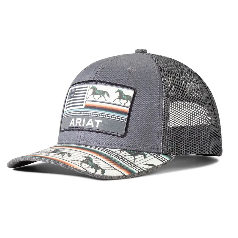 A300082206 Ariat Ladies Striped Horse American Flag Ball Cap 1