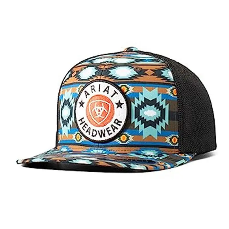 A300083997 Ariat Flexfit Southwest Round Patch Black Ball Cap 1