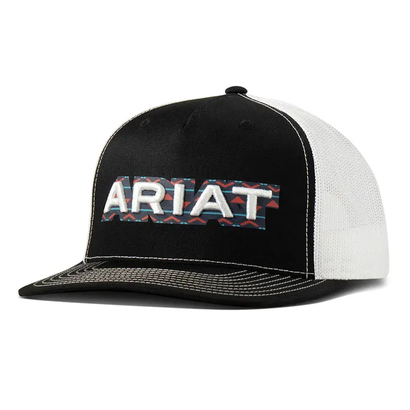 A300086801 Ariat Men's R112 Cap Screenprint & 3D Embroidery - Black 1