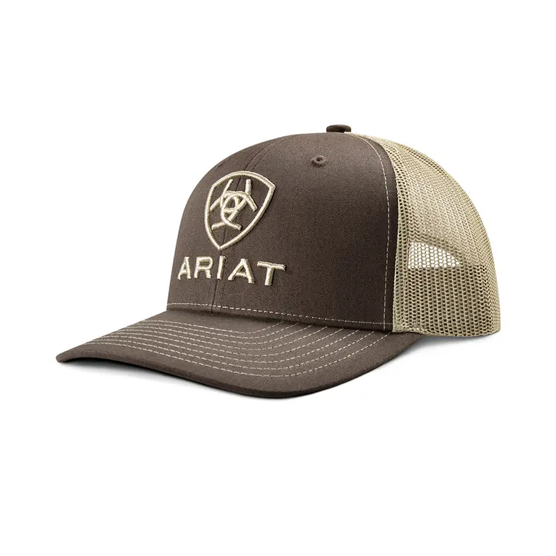 A300095902 Ariat Youth Boys Snap Back Embroidered Logo Brown Ball Cap - Brown 1
