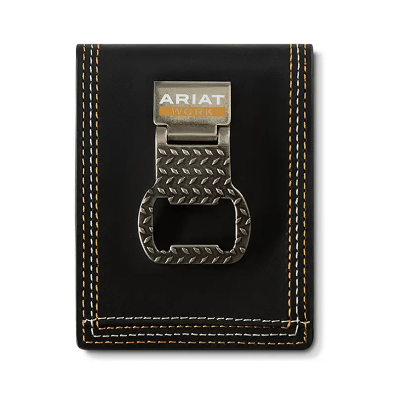A3400801 Ariat Bifold Work Wallet Bottle Money Clip - Black 1