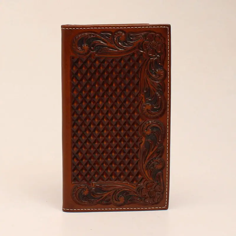A3544208 Ariat Men's Rodeo Basket Weaved Floral Embossed Wallet 1