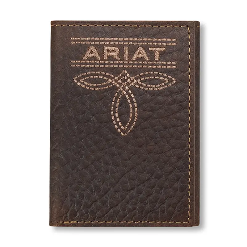 A3563402 Ariat Men's Trifold Bug Stitch Wallet - Brown 1
