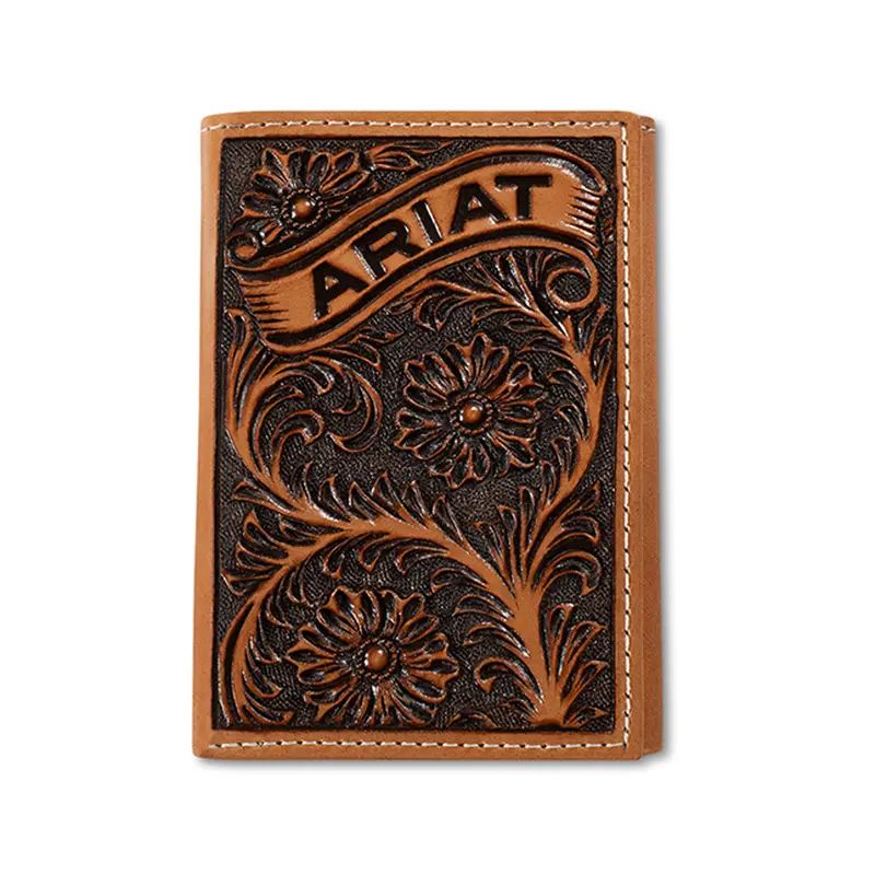 A3568108 Ariat Banner Tooled Leather Trifold Wallet 1