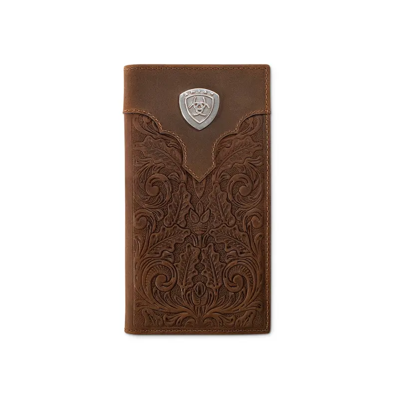 A3568844 Ariat Tooled Leather Logo Rodeo Wallet 1