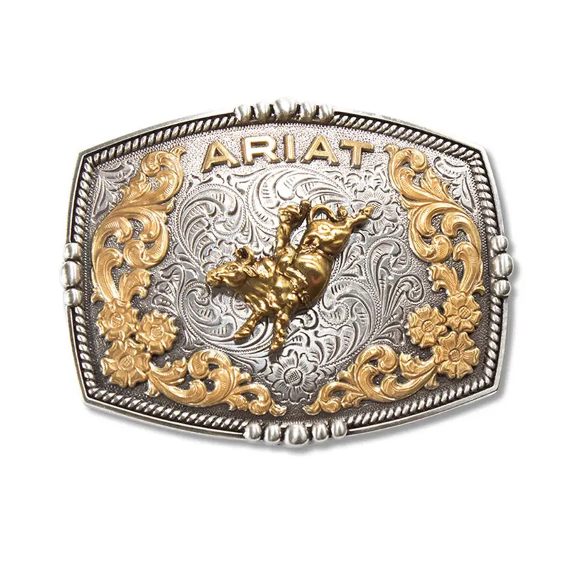 A37065 Ariat Men's Bull Rider Rectangle Belt Buckle Multi Finish 1