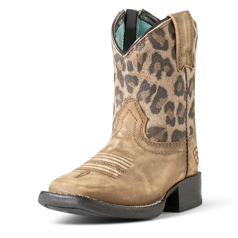 A441003475 Ariat Lil' Stompers Toddler Leather Cowboy Boots - Savannah Leopard 1