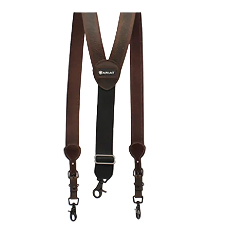 A850000234 Ariat Men's Leather Gallus Suspenders - Dark Brown 1