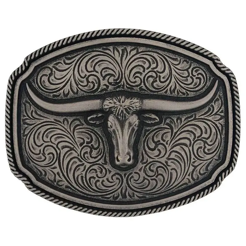 A993s Montana Silversmiths Longhorn Soul Attitude Belt Buckle 1