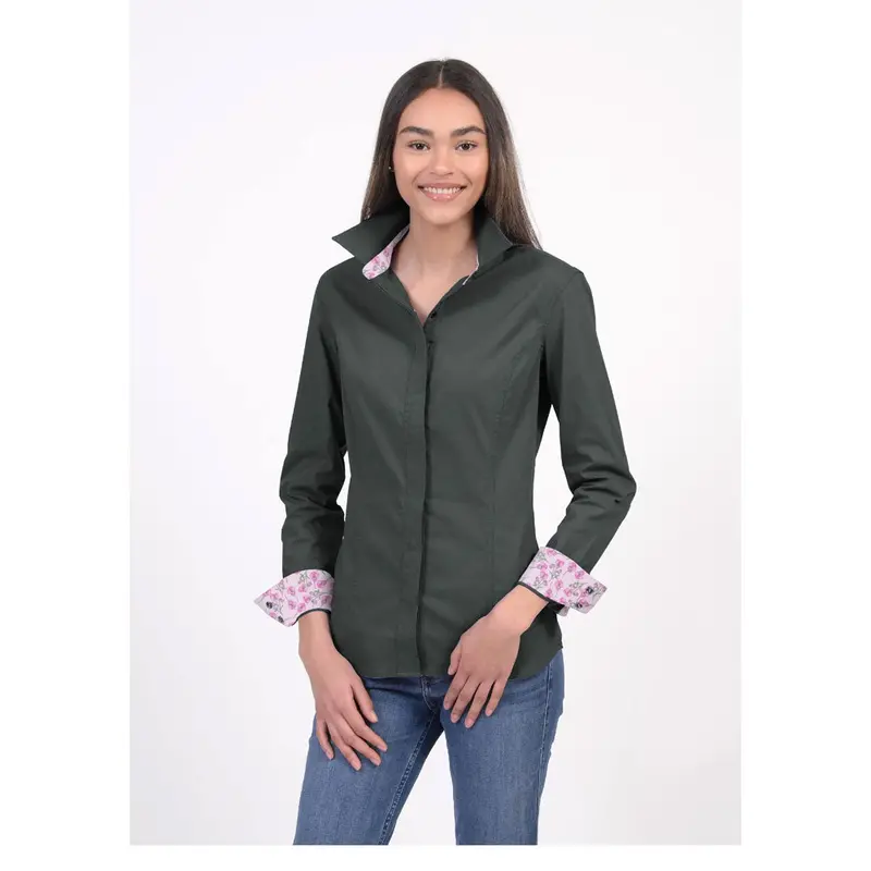 Annie-O Ladies Western Technical Show Shirt With Hidden Zipper - Hunter Large 1