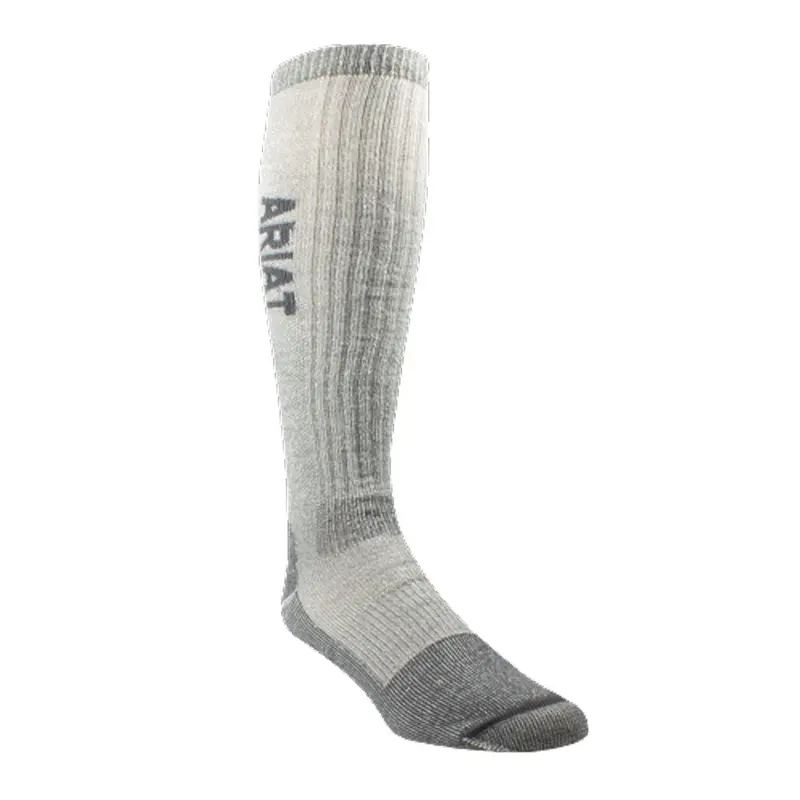 Ar2266 Ariat Unisex Midweight Merino Wool Blend Over The Calf Steel Toe Work Sock - Grey 1