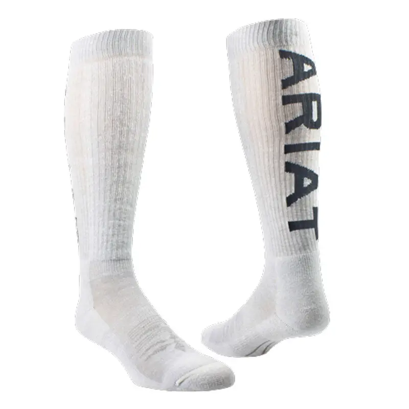 Ar2345 Ariat Unisex Midweight Over The Calf Western Boot Sock - Grey 1