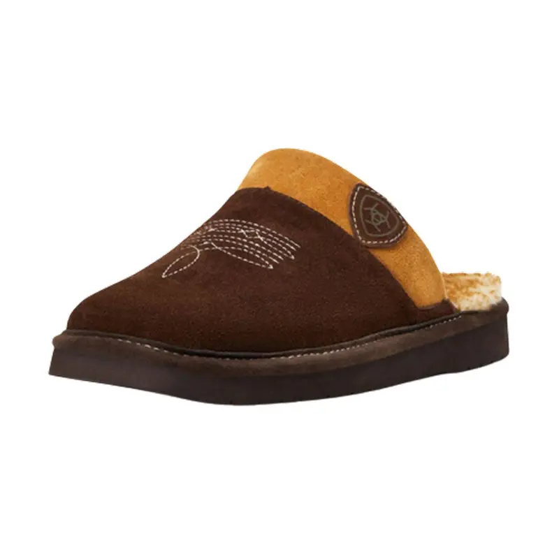 Ar2842 Ariat Men's Silversmith Square Toe Scuff Slipper - Chocolate With Chestnut 1