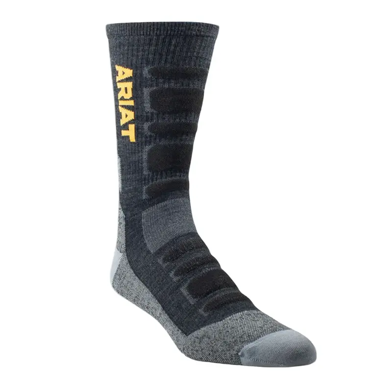 Ar4077 Ariat Men's High Performance Lace Boot Tek Work Socks - Black 1