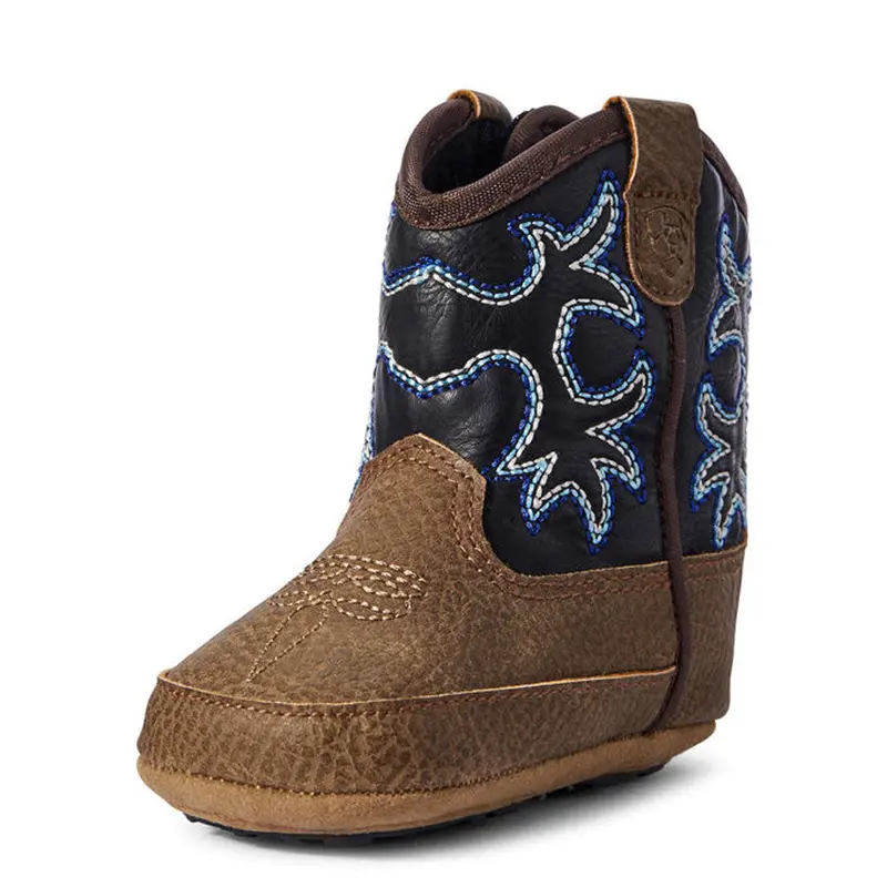 Ariat Lil' Stompers Infant Tombstone Western Boots Brown & Navy A442000144 1