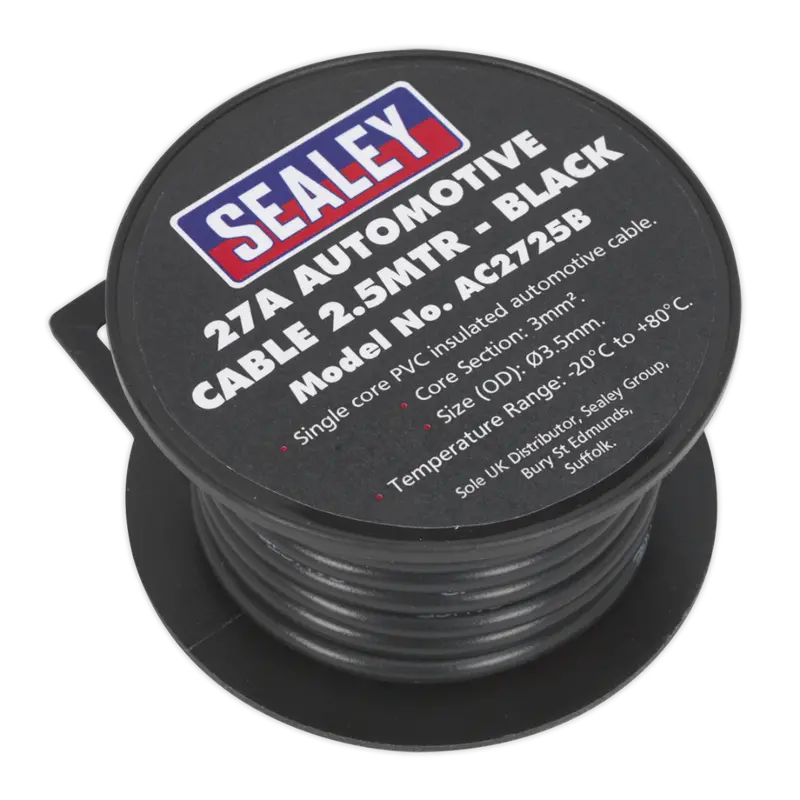 Automotive Cable Thick Wall 27A 2.5Mtr Black 1