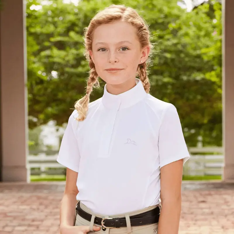 Avj102 Rj Classics Ava Jr Girls Blue Label Short Sleeve White English Show Shirt 1
